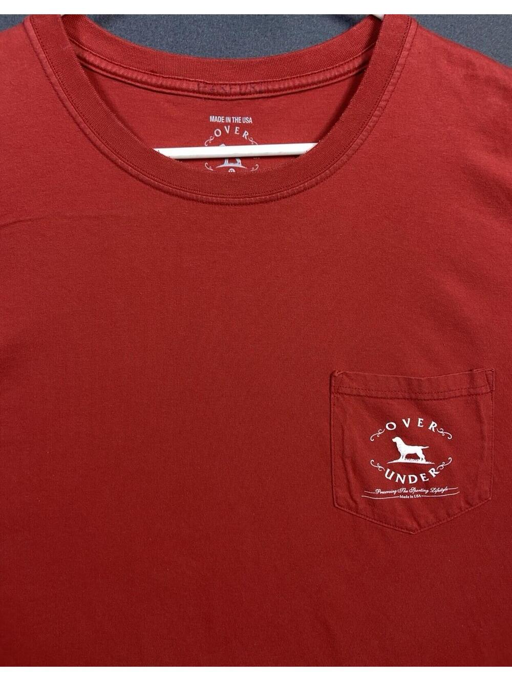 Over Under - Men's XLARGE Dog Graphic Red Pocket Short Sleeve Shirt Pima Cotton